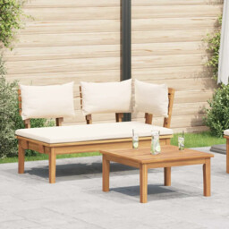 Garden Bench 2 Pcs Brown Solid Teak Wood Vidaxl