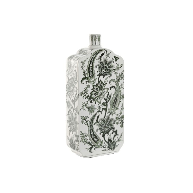 Vase Home Esprit White Green Porcelain Leaf Of A Plant 21 X 10 X 48 Cm
