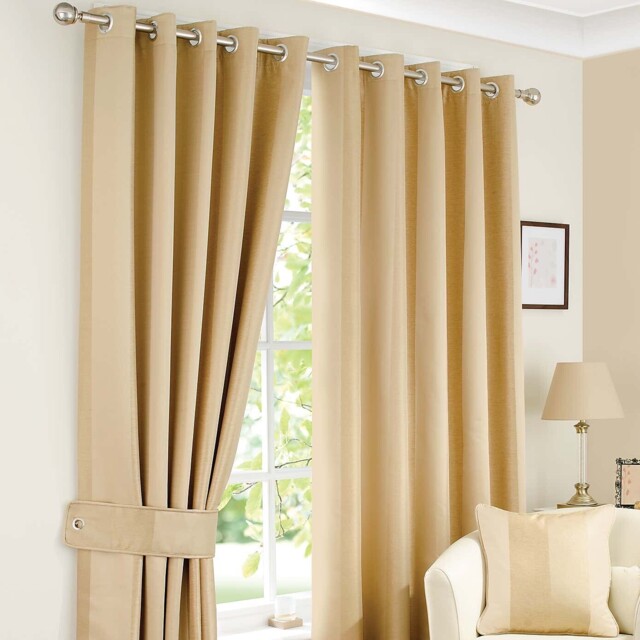 Luxury Monaco Antique Gold Lined Eyelet Curtains Dunelm Mill 117x137cm