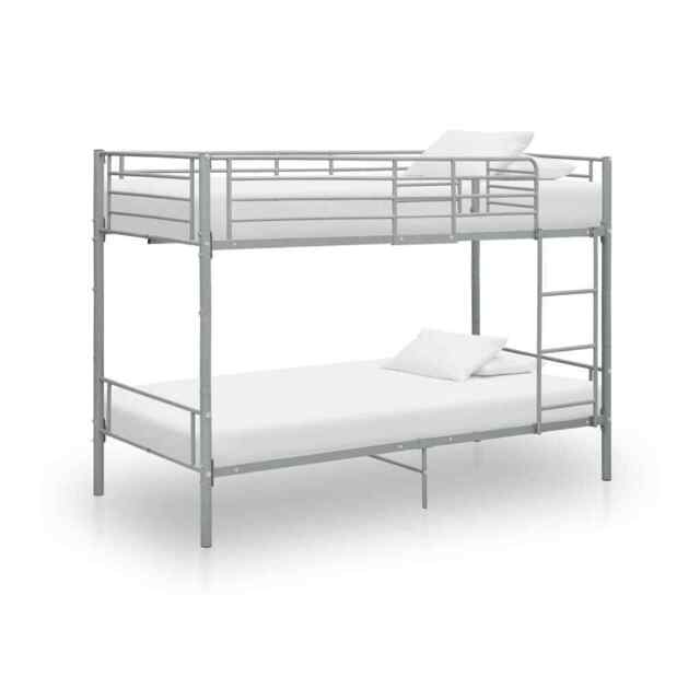 Bunk Bed Grey Metal 90x200 Cm Vidaxl