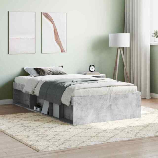 Bed Frame Concrete Grey 100x200 Cm Vidaxl
