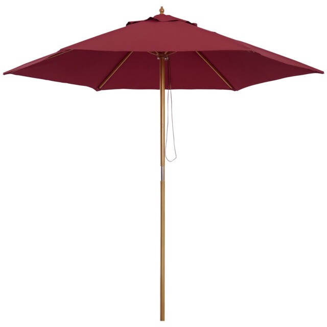 Outsunny 2.5m Wood Garden Parasol Sun Shade Patio Outdoor Wooden