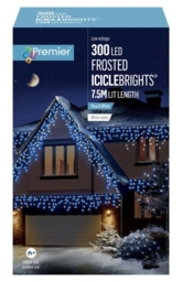 300 Led Frosted Icicle Lights Blue & White Multi Action Christmas