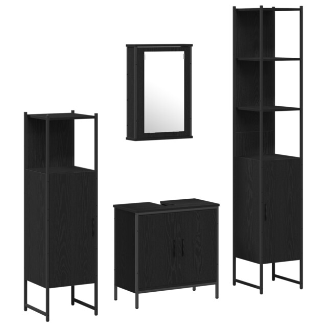 Bathroom Furniture Set 4 Piece Sink Cabinet Cupboard Engineered Wood