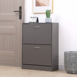 2 Drawer Shoe Cabinet Storage Cupboard Rack Wooden Footwear Stand Unit