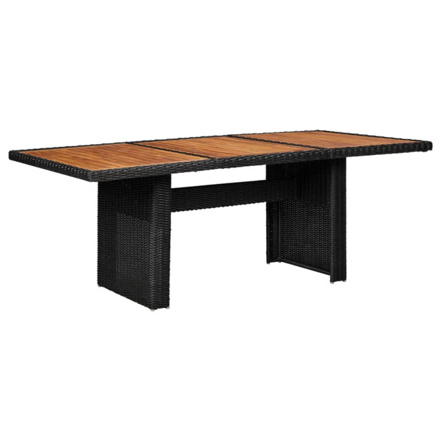Garden Dining Table Black 200x100x74 Cm Poly Rattan Vidaxl
