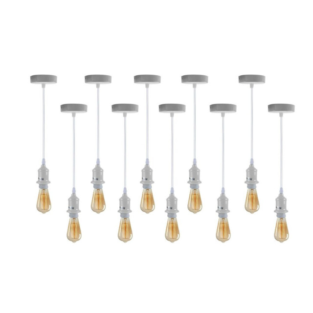 Pendant Light 10-pack White Metal Pvc E27 Fittings 104cm Adjustable