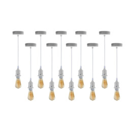 Pendant Light 10-pack White Metal Pvc E27 Fittings 104cm Adjustable