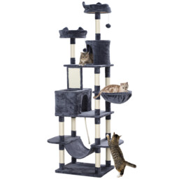 Cat Tree 206cm Scratching Posts, Beds, Condos Toys In Dark Grey