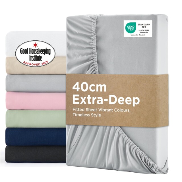 Bedsure Double Fitted Sheet Deep Bed Sheets Extra Deep Pocket 16 Inch
