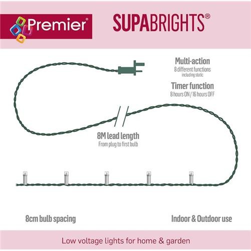 Premier 200 Led Supabrights Multi-action 16m (green Cable) - Various
