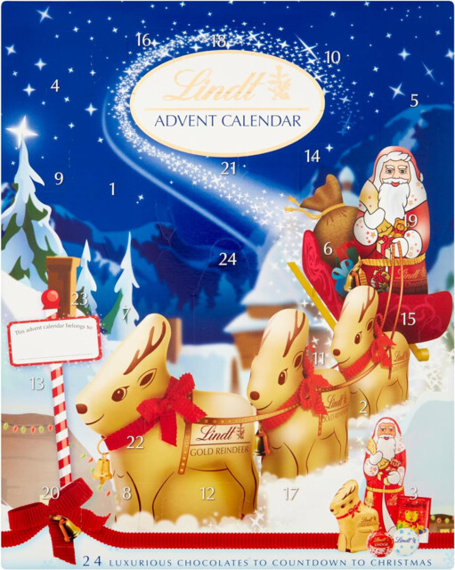 Lindt Milk Chocolate Christmas Advent Calendar 2025 – Medium 160g – 24