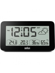 Braun Bc13bp Digital Alarm Clock W. Weather Station