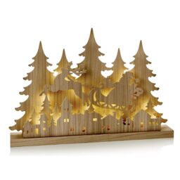 Christmas Led Decoration Santa In Sleigh Festive Light Up Wood Indoor