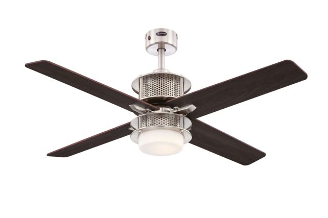 "Modern Ceiling Fan With Led Light And Remote Oscar 122cm 48"" Brushed"