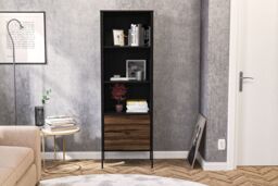 Opus Black & Walnut 2 Drawer Bookcase