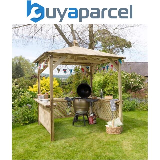 Zest Broxton Wooden Garden Gazebo Shelter Arbour Canopy Roof Bbq