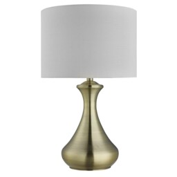 Antique Brass Touch Desk Table Lamp Cream Fabric Shade Bedside Home