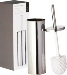 Chrome Toilet Brush & Holder Set Stainless Steel Free Standing Loo