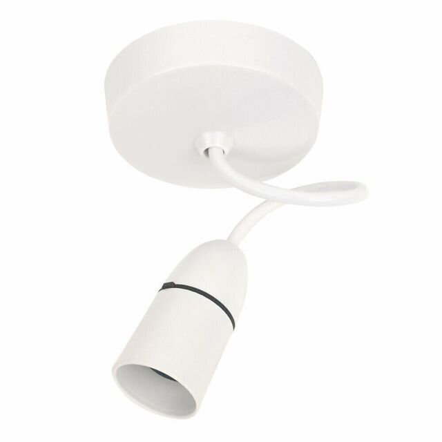 Pendant Light Fitting White Ceiling Rose & Lamp Holder 6 Inch Cable