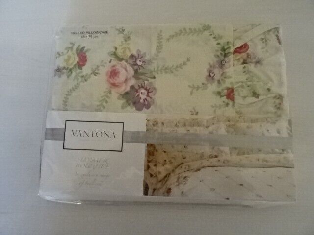 "Vantona ""summer Bouquet "" Frilled Pillowcase Bnip"