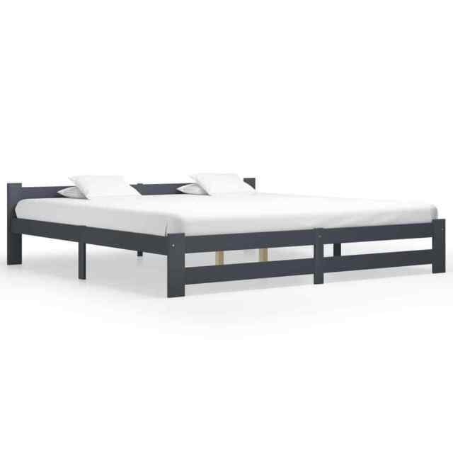 Bed Frame Dark Grey Solid Pine Wood 200x200 Cm Vidaxl