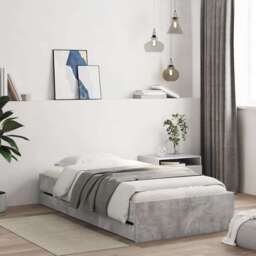 Bed Frame With Drawers Concrete Grey 90x190 Cm Single Engineered Wood