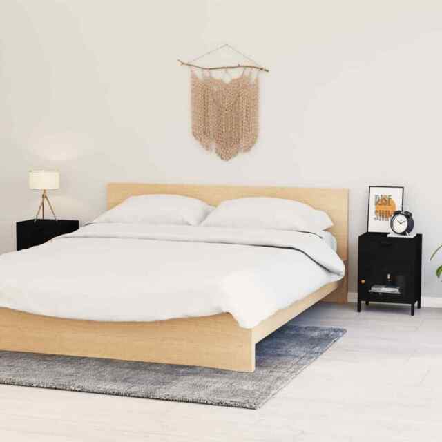 Nightstands 2 Pcs Black 40x30x54.5 Cm Steel And Glass Vidaxl