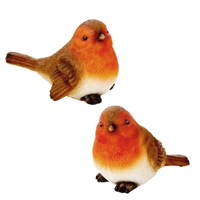 Christmas 10cm Robin Ornament Polyresin Ideal For Garden Or Room