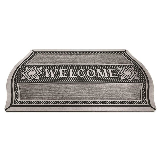Stylish Black And Silver Door Mat Cutaway 75x45cm Durable Rubber