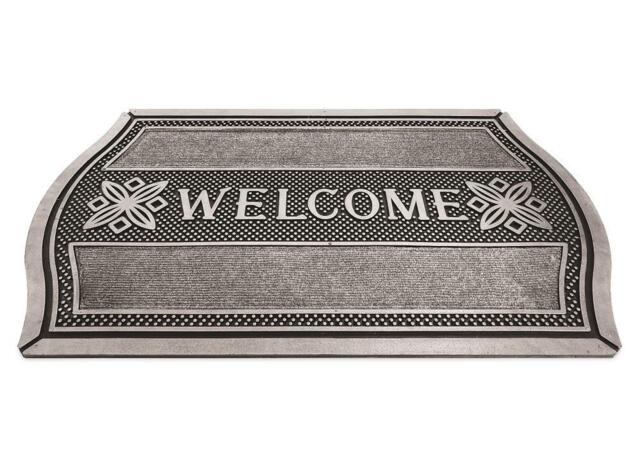Stylish Black And Silver Door Mat Cutaway 75x45cm Durable Rubber