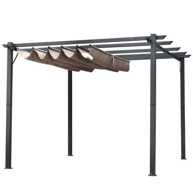3m X 3m Pergola Retractable Aluminium 3x3 Garden Shade Outdoor Bbq