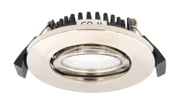 Downlight Silver Como Slim Tilt 5w Led Satin Nickel Ip65 4000k 500lm