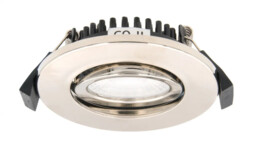 Downlight Silver Como Slim Tilt 5w Led Satin Nickel Ip65 4000k 500lm