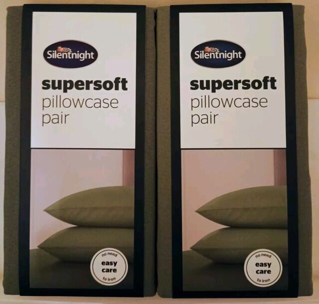 Silentnight Supersoft Pillowcase Pair 2 Packs Grey - Brand