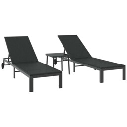 Sunbed Reclining 2-person 3 Pcs Poly Rattan Outdoor Seating Terrace