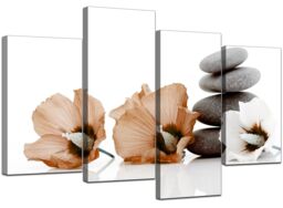 Large Brown Flower Floral Canvas Wall Art Pictures Xl Prints Set 4073