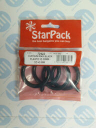 Curtain Rings Black 38mm Ring Rail Gliders Hooks Pack Qty 4 No:72422