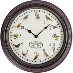Homescapes Bird Song Wall Clocks For Living Room, Hourly Chime With 12