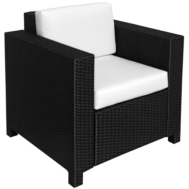 Outsunny Rattan Garden Armchair, Cushioned Single Rattan Chair, Black