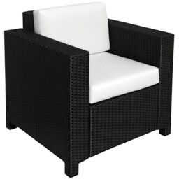 Outsunny Rattan Garden Armchair, Cushioned Single Rattan Chair, Black