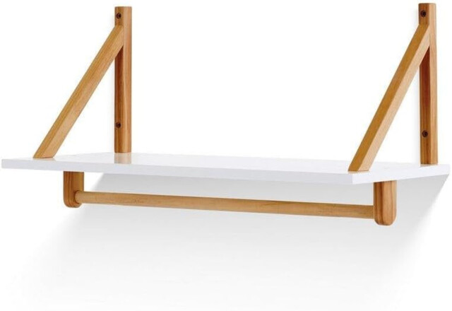Obaby Maya Wall Shelf, White And Natural Wall-mounted Nursery Storage