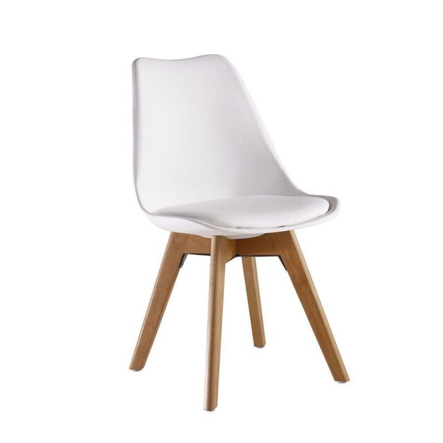 Tulip Dining Chair Eiffel Inspired Solid Wood Legs Padded Seat by