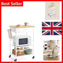 Mobile Kitchen Island On Wheels 45x60x90cm Oak Beige White Steel