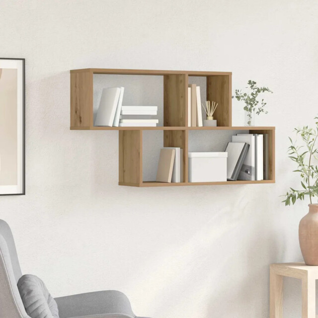 Wall Shelf Artisan Oak 100 X 20 X 53 Cm Engineered Wood Vidaxl