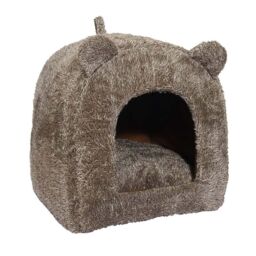 Cat Bed Brown Teddy Bear Premium Kitten Sleeper Rosewood 40 Winks Cave