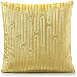 "Set Of 2 Geometric Design Embossed Velvet Ochre Gold Oboe 18"" Cushion"