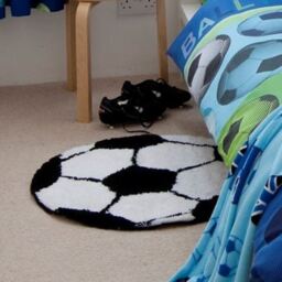 It's A Goal Football Rug Boys Bedroom Black & White Carpet Catherine