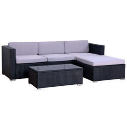 Outdoor Four Person Rattan Garden Furniture Set Modular Set Patio Sofa