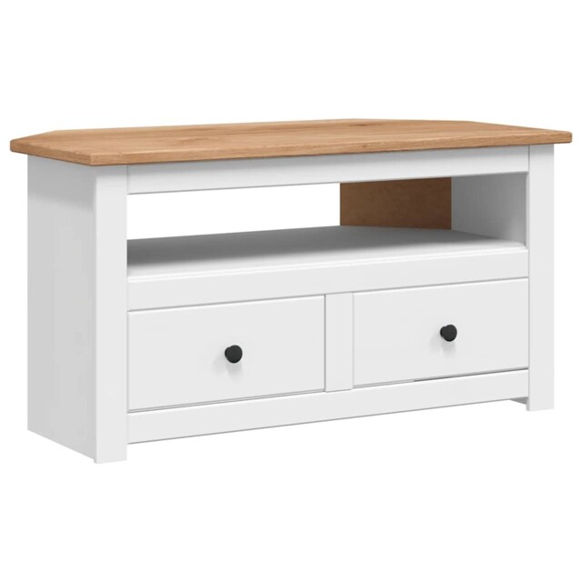 Solid Pine Wood Corner Tv Cabinet With 2 Drawers Tv Stand Multi